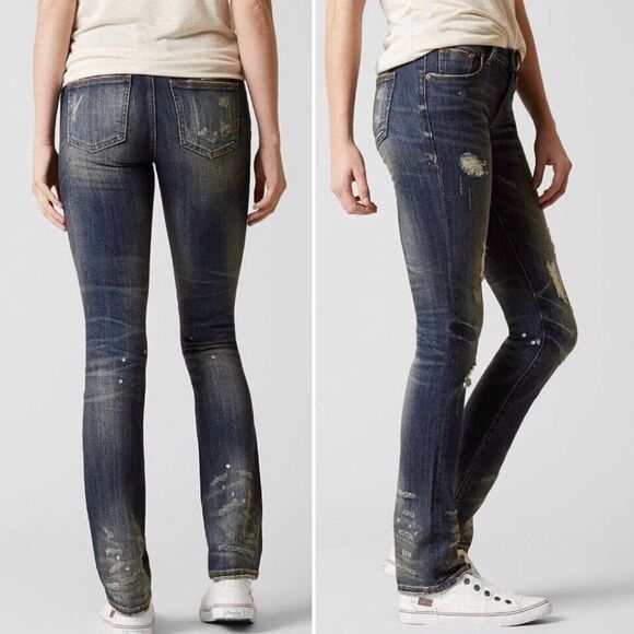 NWT Remix by Rock Revival Straight Leg Jeans in Destroyed Indigo Wash Size 24 - Picture 4 of 16